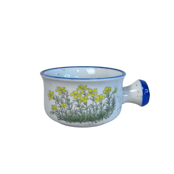 Vintage Floral Ceramic Cup | Cottagecore Retro Mug | Hand-Painted Yellow Flowers - Picture 1 of 8